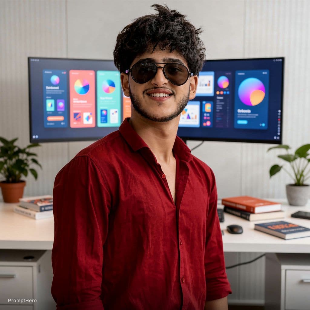 AI generated: Portrait of a Graphic Designer in a fancy office
