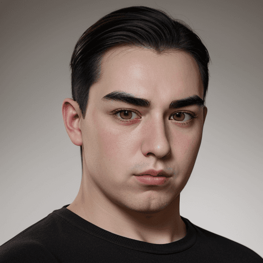 AI generated:  Create a portrait in HDR photography style of a man in a bust pose, positioned on the right side of...