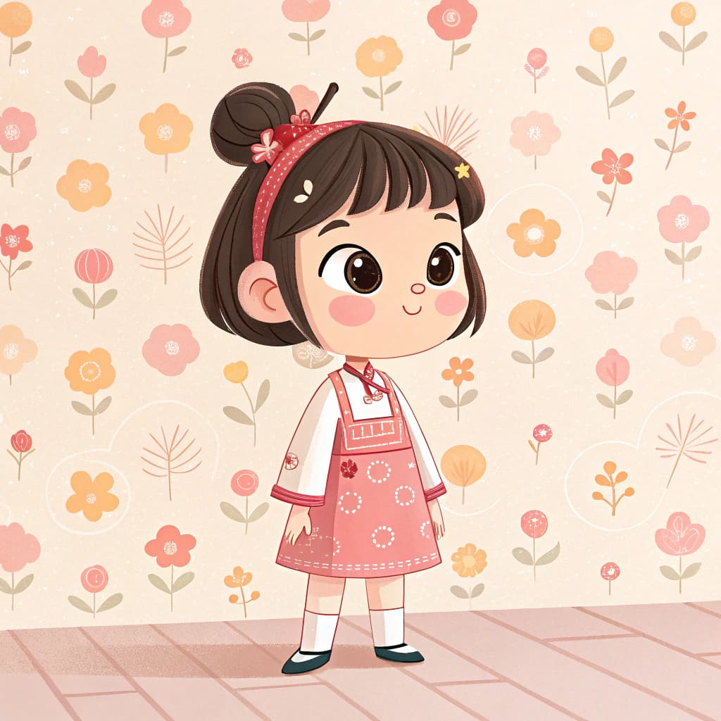AI generated: Flat illustration, Cute girl, chinese idol, close up, 3D, Tiny cute, depth of field, Bokeh, Hyper de...