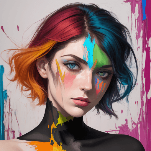 AI generated: an neo fauvism painting on the canvas of a woman in colorful tones, in the style of martin ansin, cr...