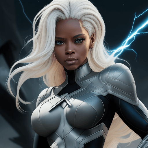 AI generated: (best quality, master:1.5) 16k HDR, Marvel Entertainment Art by, Storm (AKA Ororo Munroe) IN A compl...