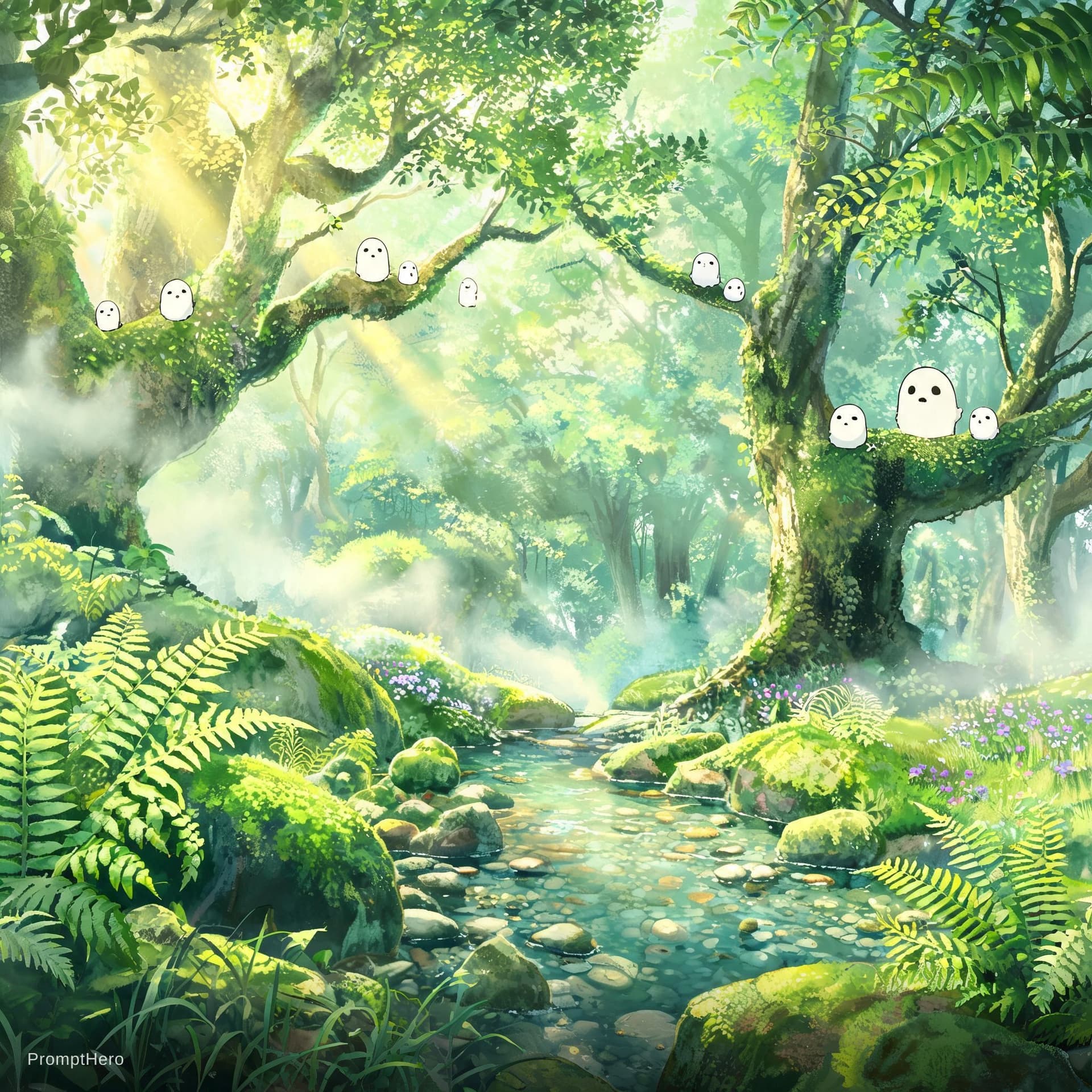 AI generated: Studio Ghibli style forest scene