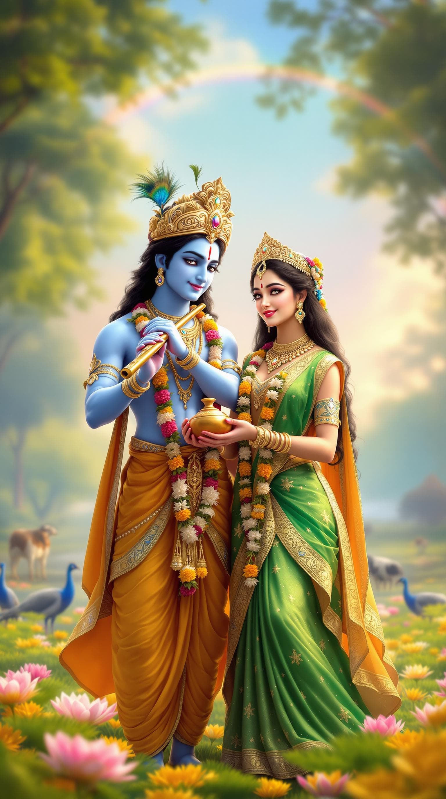 AI generated: Prompt for Ultra HD 8K Realistic Image of Lord Krishna and Radha (Inspired by the Provided Image):

...