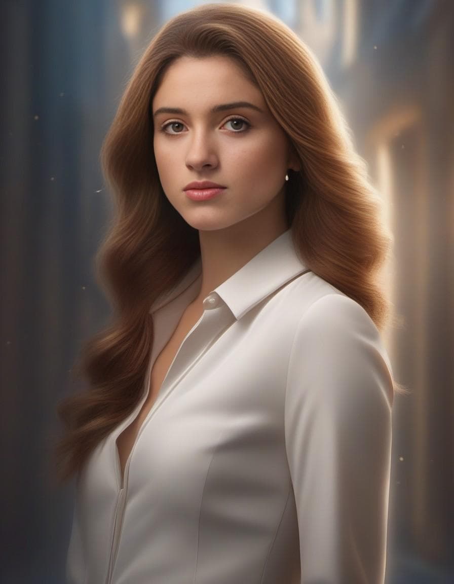 AI generated: portrait of european girl,solo,20yo,beautiful face,uppser body,hair over one eye,medium sidecut, blo...