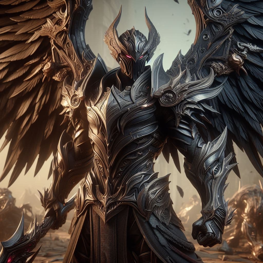 AI generated: a photorealistic and highly detailed representation of Justicar Aatrox from League of Legends, utili...