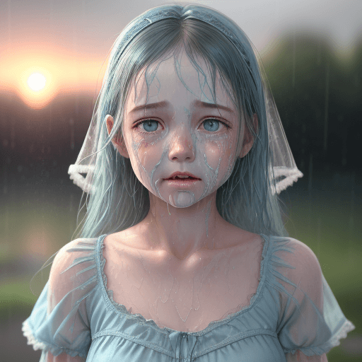 AI generated: A cute girl in a light blue lace dress, in the style of hyperrealism and photorealism, UHD image, so...