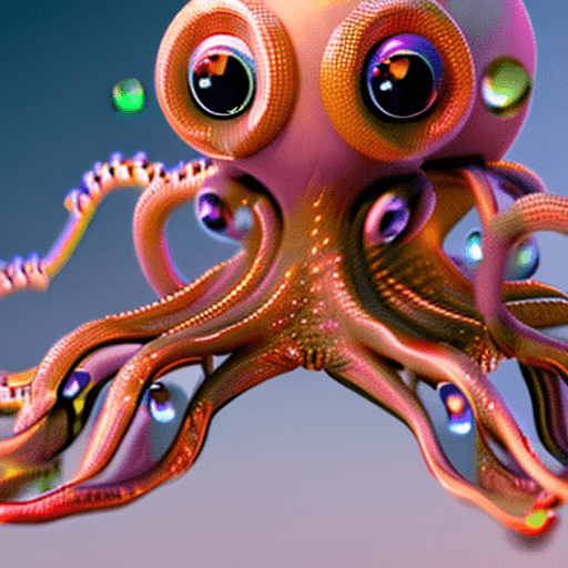 AI generated: cute baby creature from another universe, wearing glasses, magical and dreamy, cute, octane render, ...