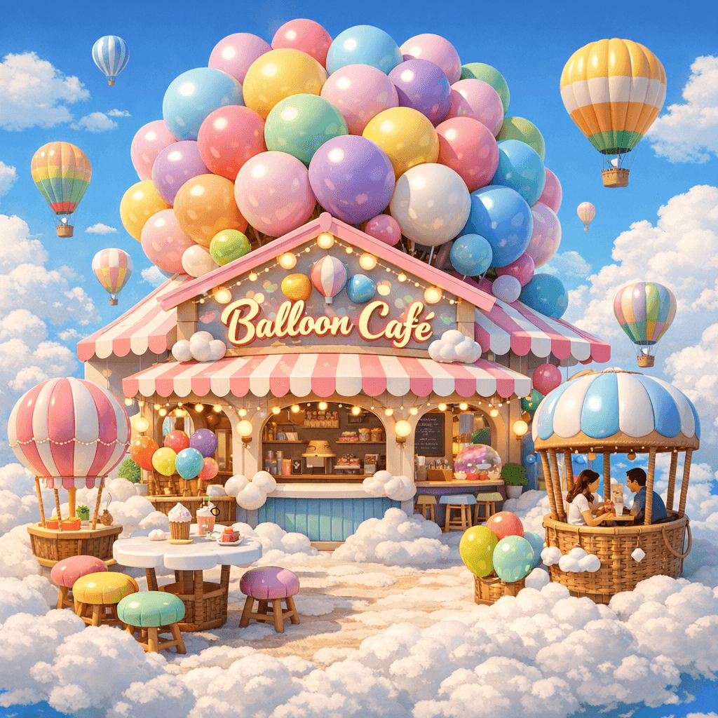 AI generated: 3d，ballon cafe