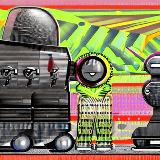 AI generated: Realistic image,a fat couple sits in wheelchairs, aided by two big powerful robots during their meal...
