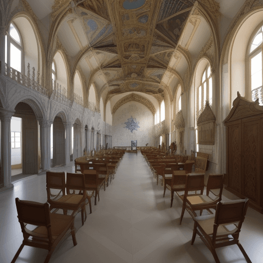 AI generated: Departamento de Línguas e Culturas da Universidade de Aveiro, no meio da ria de Aveiro, animação
