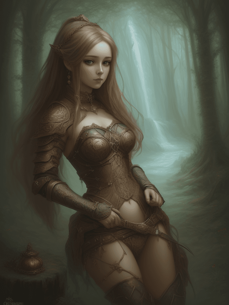 AI generated: A beautiful girl in an extreme fantasy world. Oil painting picture