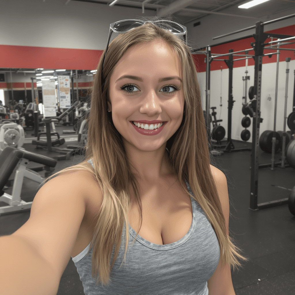 AI generated: selfie of a girl at a gym
