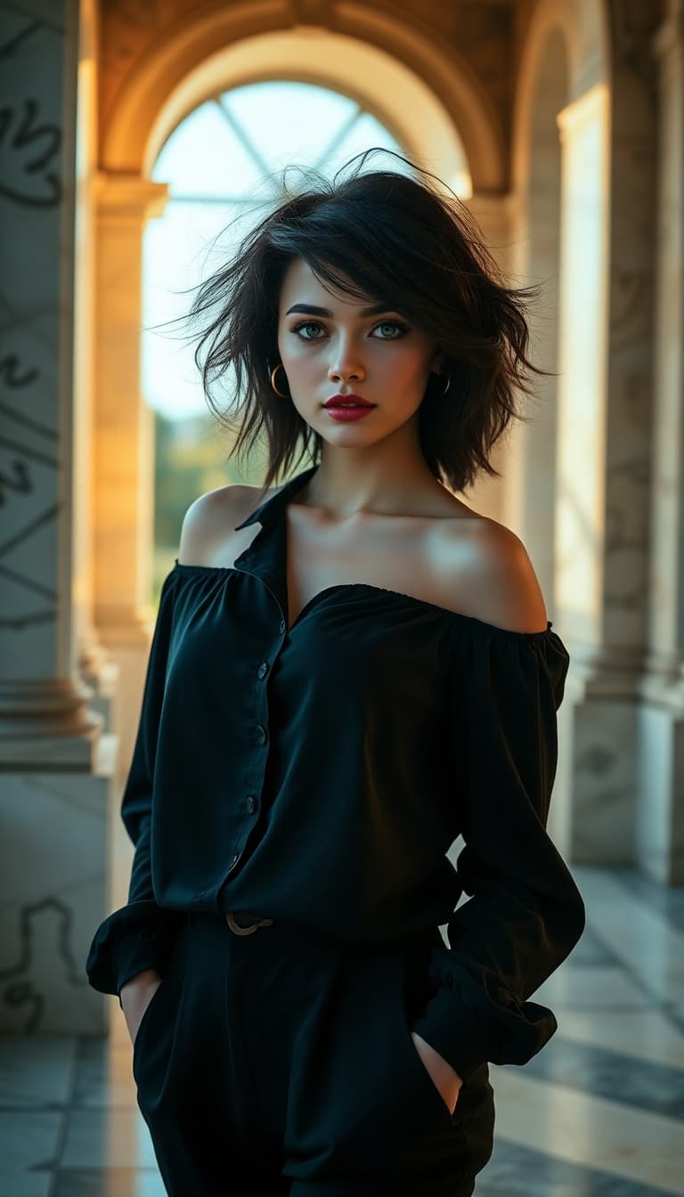 AI generated: "High resolution full-body vertical portrait photograph, Sony A1, 70mm lens, dramatic cinematic styl...