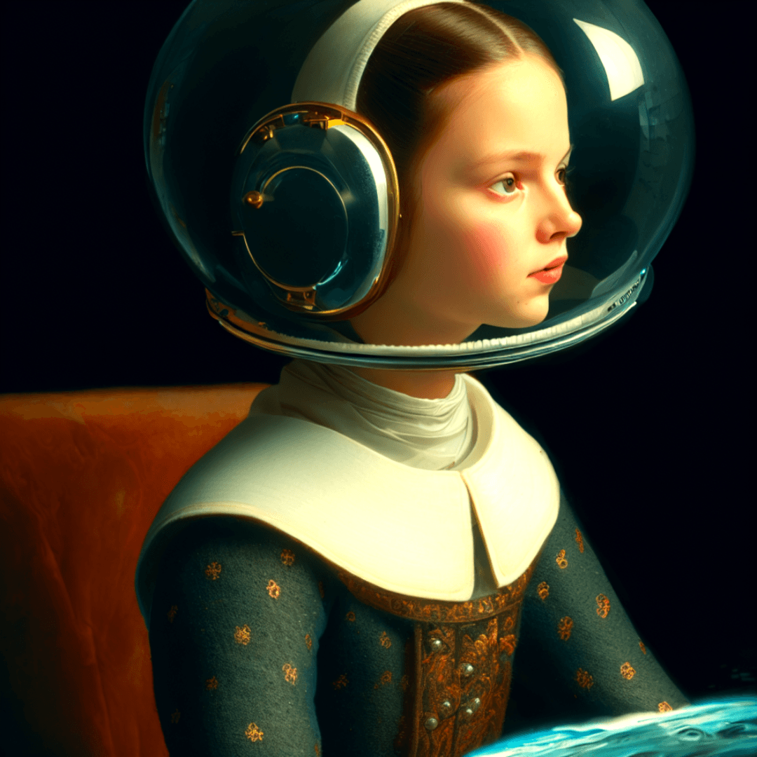 AI generated: This image is inspired by the Girl with a Pearl Earing | The girl with a Pearl Earing is | an astron...