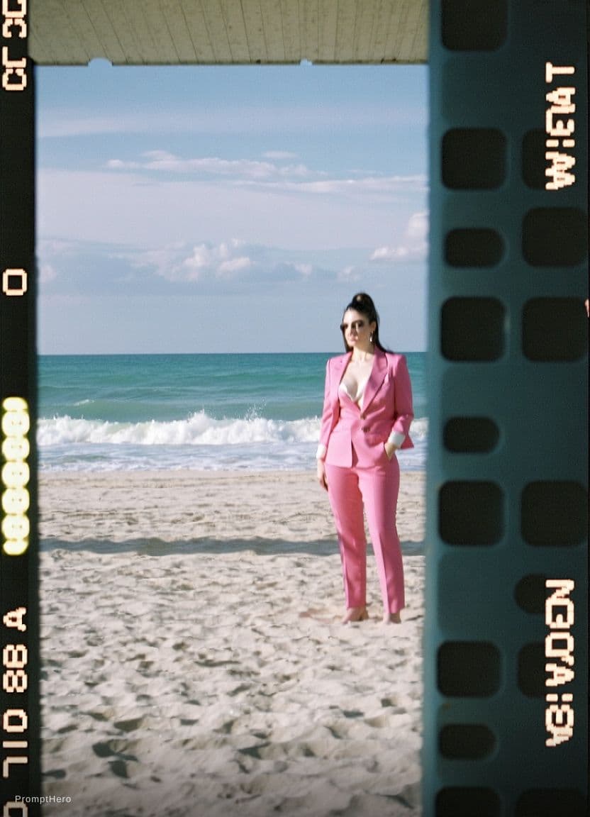 AI generated: change outfit woman in photo to pink bikini