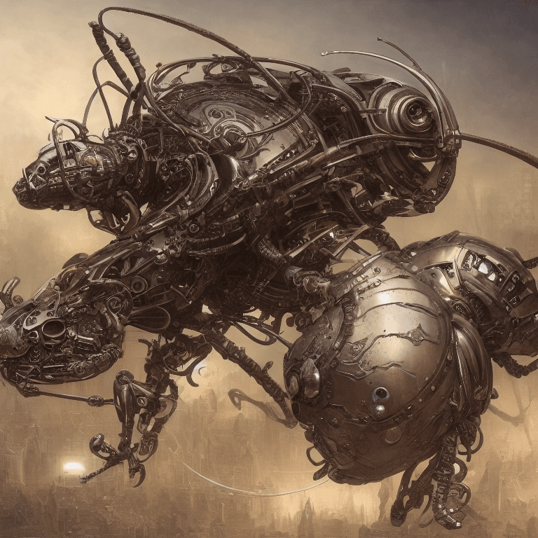 AI generated: portrait shot of a steampunk robot bug, unreal engine realistic render, 8 k, micro detail, intricate...