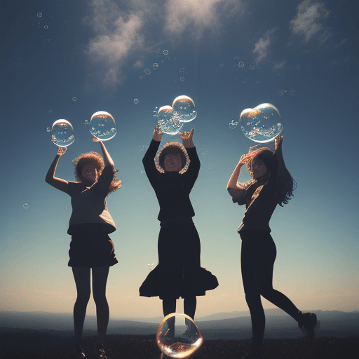 AI generated: photo of three with rising bubbles