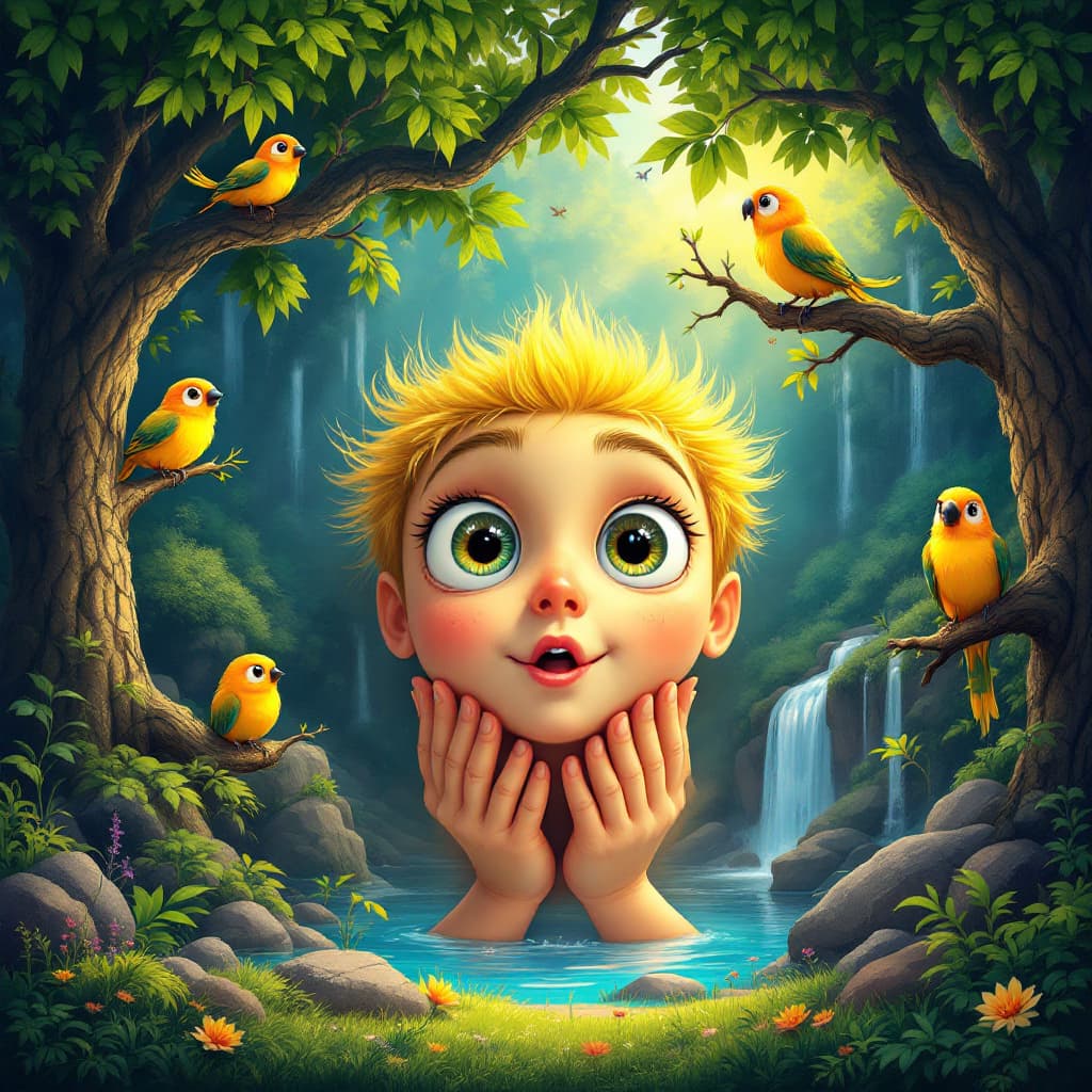 AI generated: Imagen tamaño 2560 Alt x 1600 ach y 250 ppi. Imagen para ciento infantil Con colores vibrantes. En u...