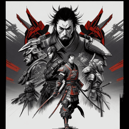AI generated: Samurai in full armor, concept art in the style of Yoji Shinkawa and Dominik Mayer with vibrant colo...