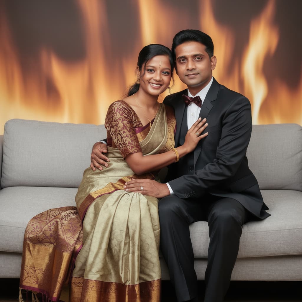AI generated: portrait of a beautiful couples having sex in a sofa, in the style of stefan kostic, realistic, full...