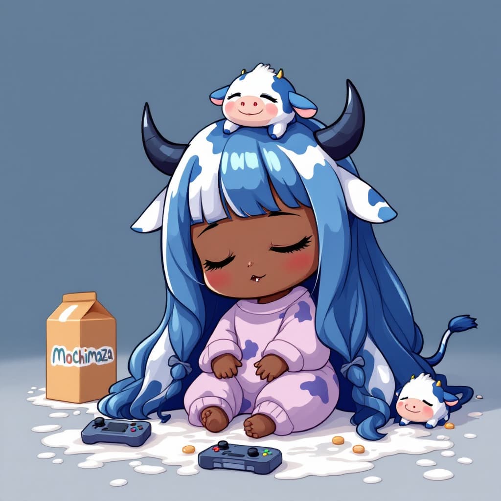 AI generated: Thick outline, best quality,grey blue theme,outline,
(chibi:1.2),(absurdly long hair,gradient hair:1...