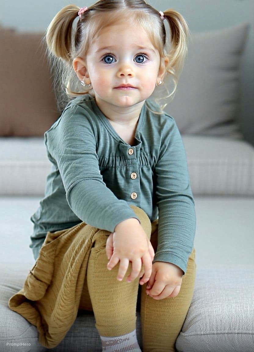 AI generated: Create a super cute, hyper-realistic 3D render of a toddler girl who is a younger version of the per...