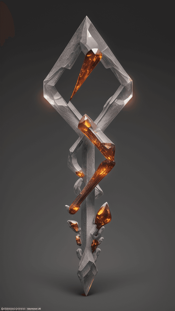 AI generated: render of amberstone , L shaped letter inside made of bones, hyper realistic, 4k, artistic, ultra de...