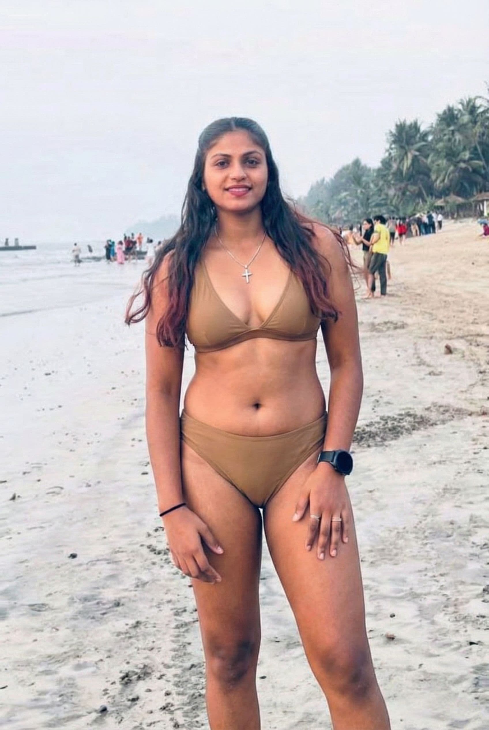 AI generated: Skin color bikini and with dark skin