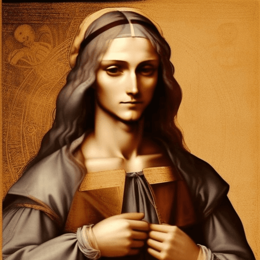 AI generated: leonardo davinci man touching god