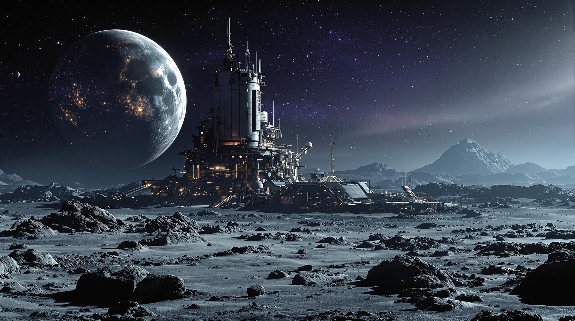 AI generated: a highly realistic alien base on the moon

