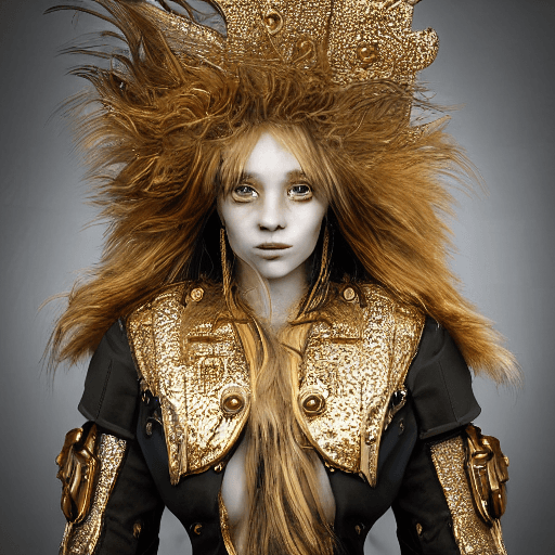 AI generated: redshift style, anthropomorphic hybrid of perfect anatomy human and duck warrior (long haired, wind,...