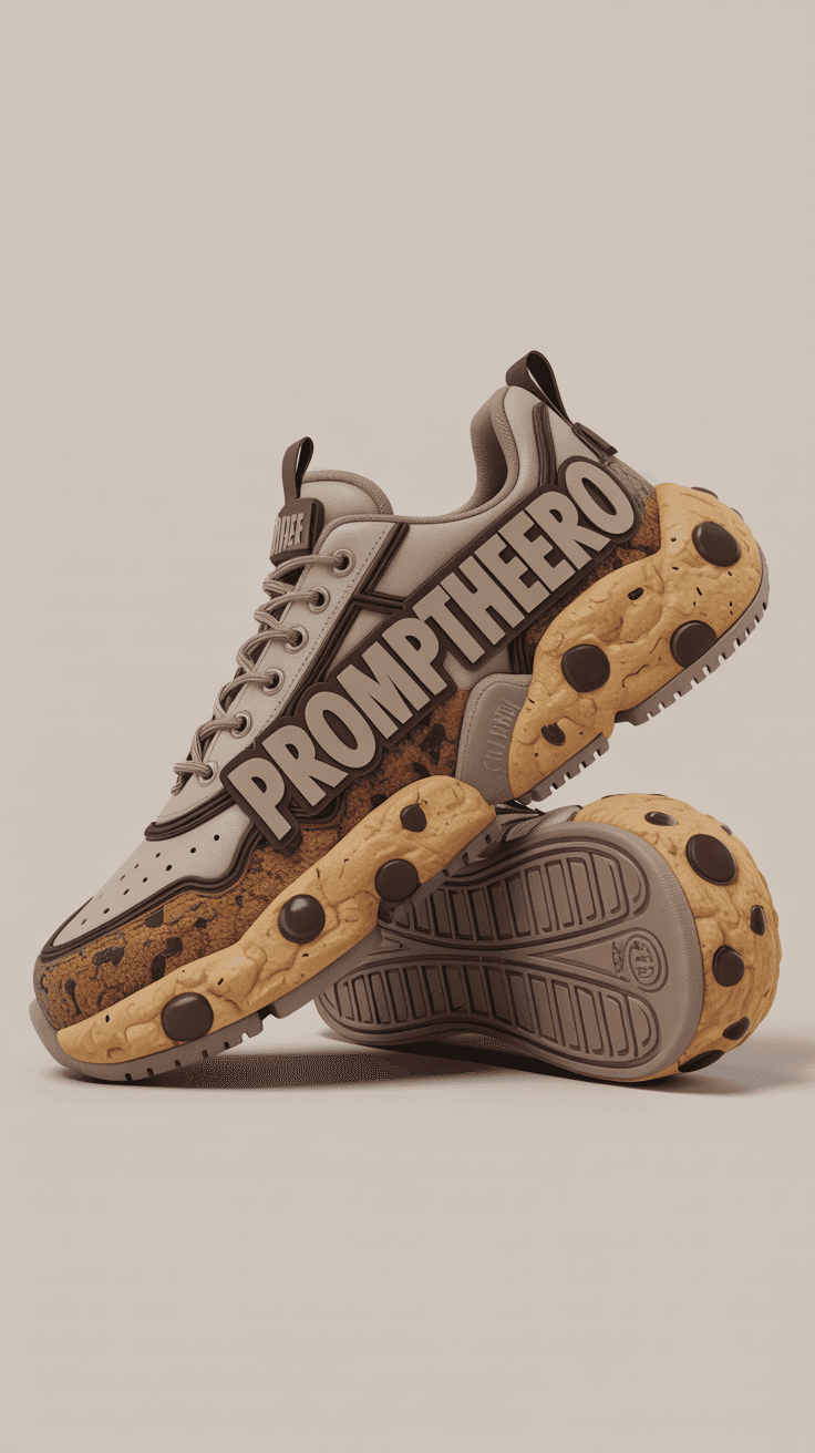AI generated: "Urban sneaker design in the style of Galleze, inspired by cookies with a biscuit-like texture, ligh...