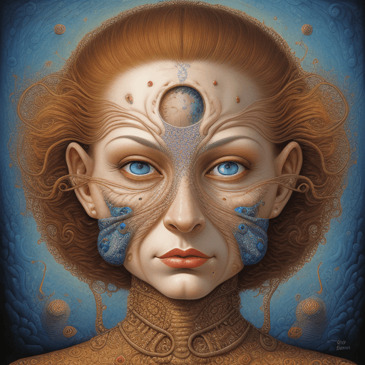 AI generated: abstract human face in style of michael cheval
