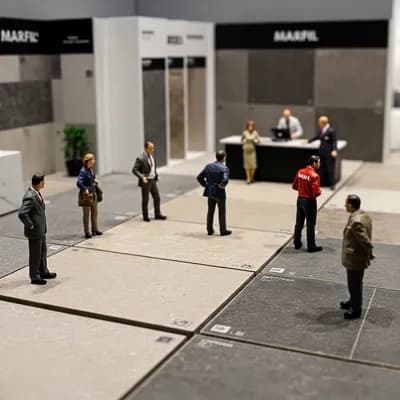 AI generated video: Create a 5-second hyper-realistic animated video of a miniature tile showroom scene. Begin with a lo...