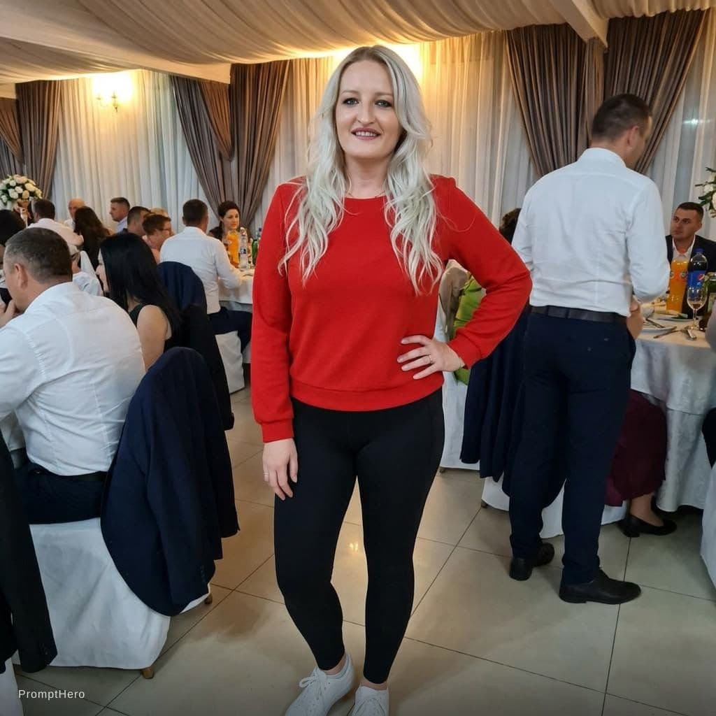 AI generated: full body shot, in leggings 