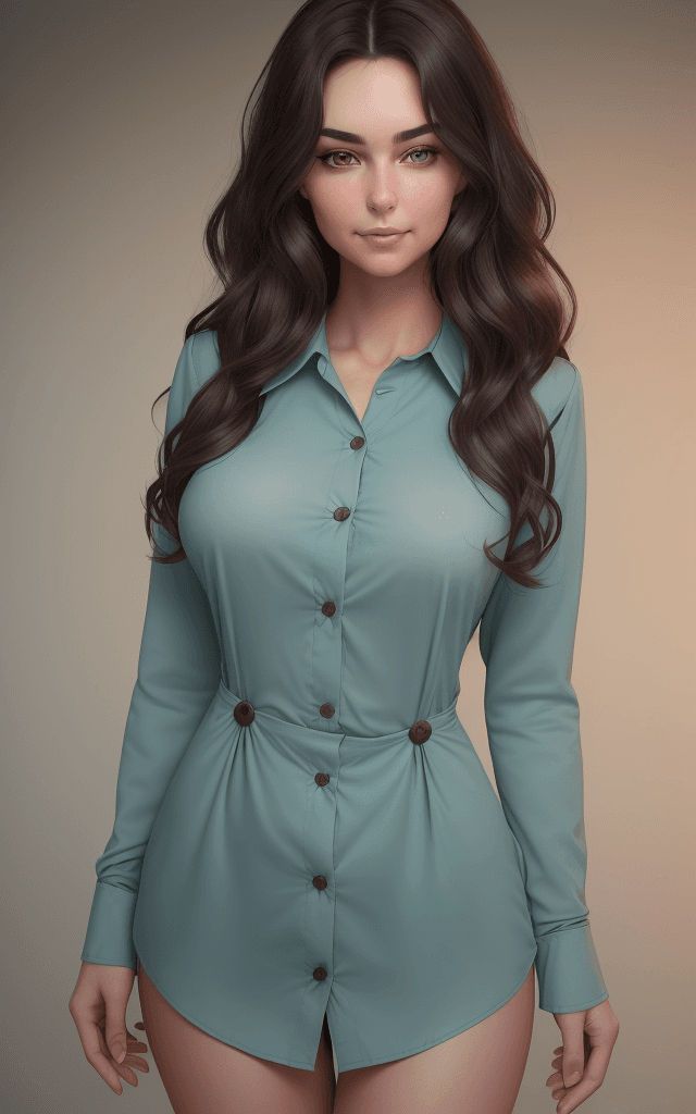 AI generated: An image of a woman with an alluring gaze and a soft smile, her dark wavy hair gently lifted by her ...