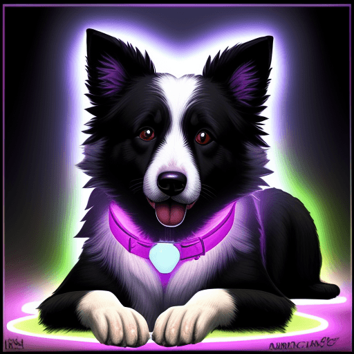 AI generated: Blacklight dog border collie
