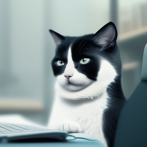 AI generated: cat is working at the office, acting like human, photorealistic, high details, masterpeace, 4k --v 5...