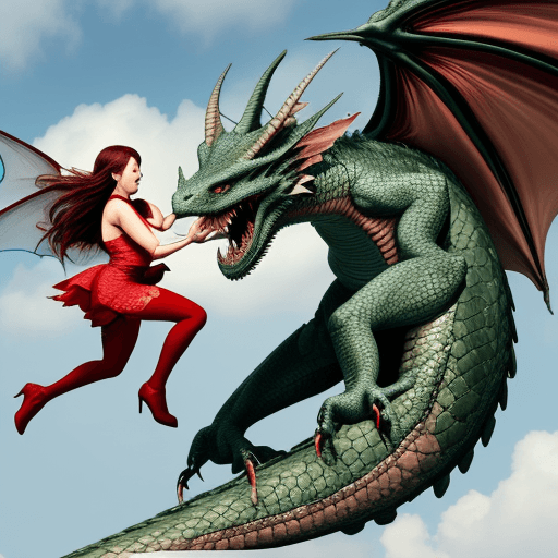 AI generated: A flying dragon eating a woman