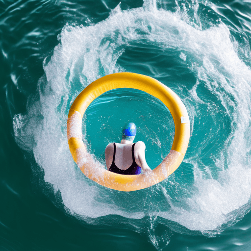 AI generated: person swimming toward flotation ring
