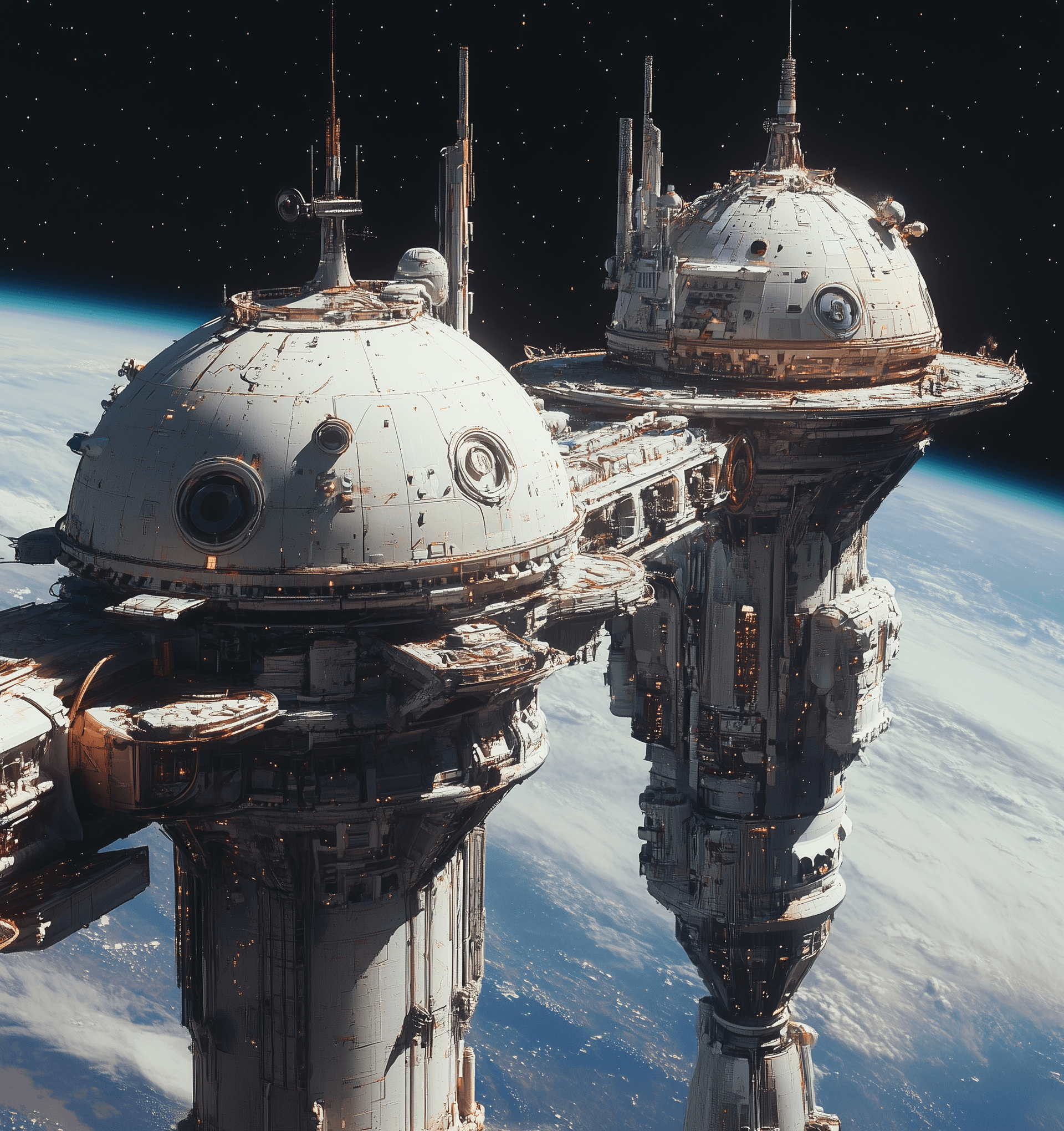 AI generated: Futuristic space station, in the style of Gerald Brom and Roger Dean, space opera concept art --c 25...