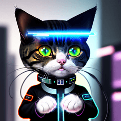 AI generated: Tech cat from future