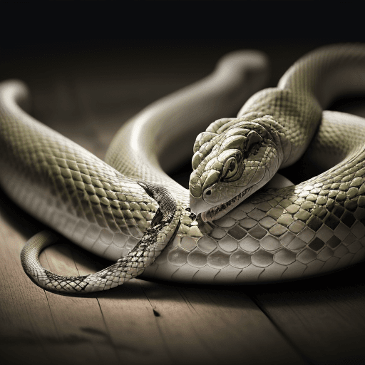 AI generated: ultra realistic photo of the word BREAKING in capital letters being cut by a snake