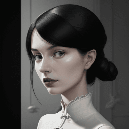 AI generated: an illustration of a woman in black and white, in the style of red, mario testino, serene faces, eff...