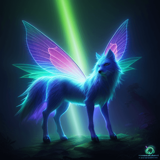 AI generated: fantasy animal made of neon rays, ultra detailed, fairy lighting, photorealistic, bright colors, vol...