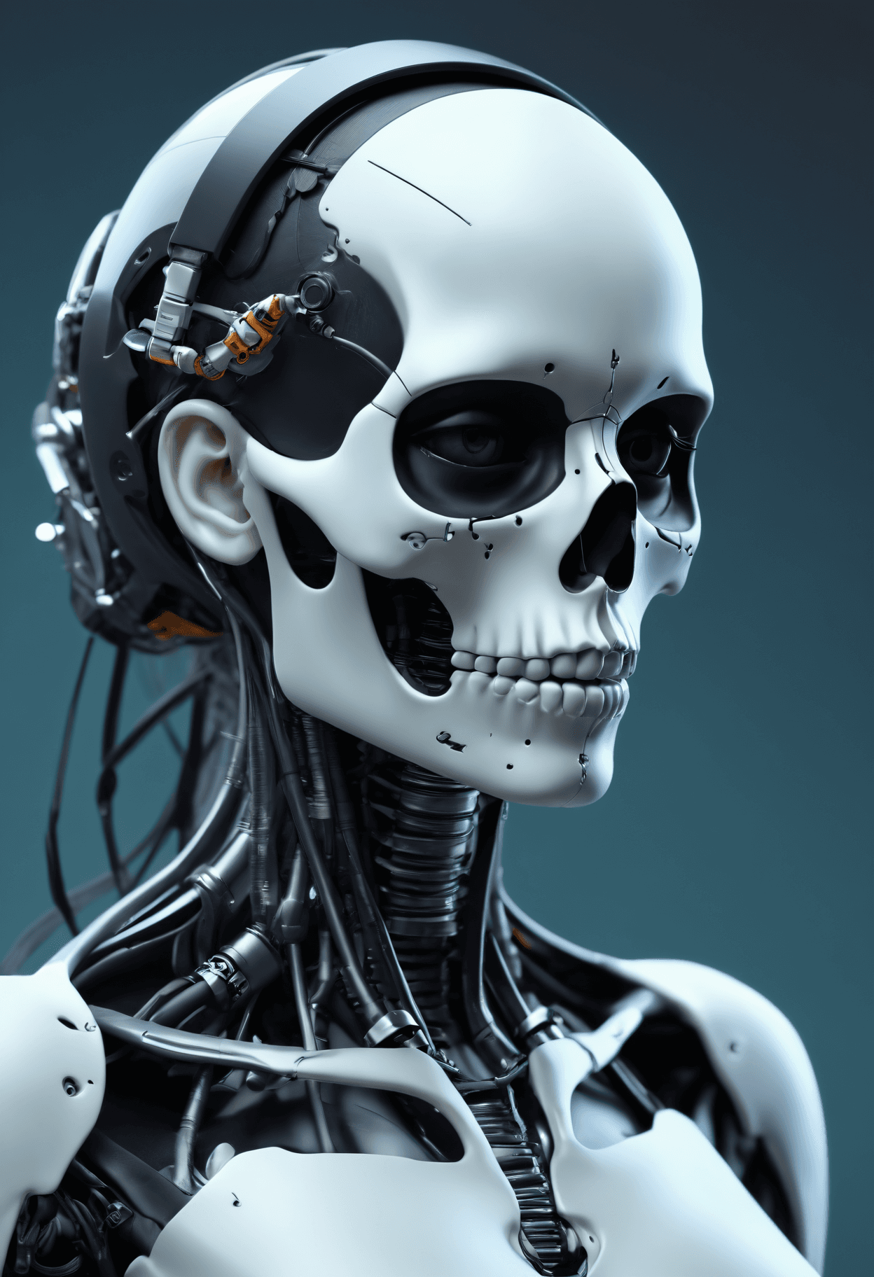 AI generated: concept art sexy girl skull,nano tech,(mechanical connect cable:1.1),dreamlike,hyperrealistic,8k,hyp...