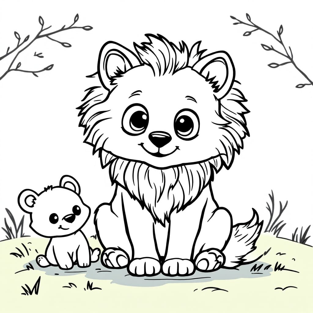 AI generated: A cute, cartoon-style Arctic fox designed for a children's coloring book. The Arctic fox has a **fri...