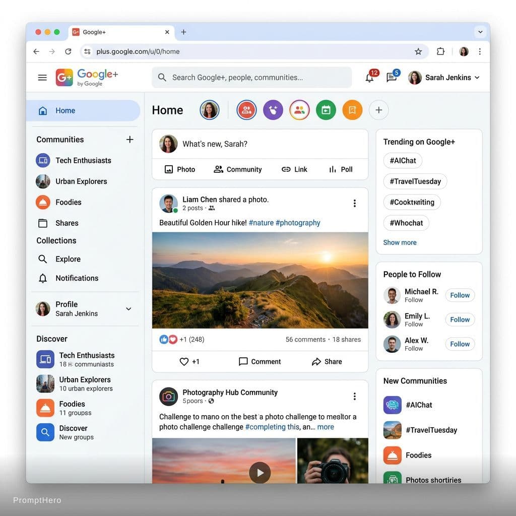 AI generated: Create Screenshot for Website by Google "Google+" - This is Remake Google+