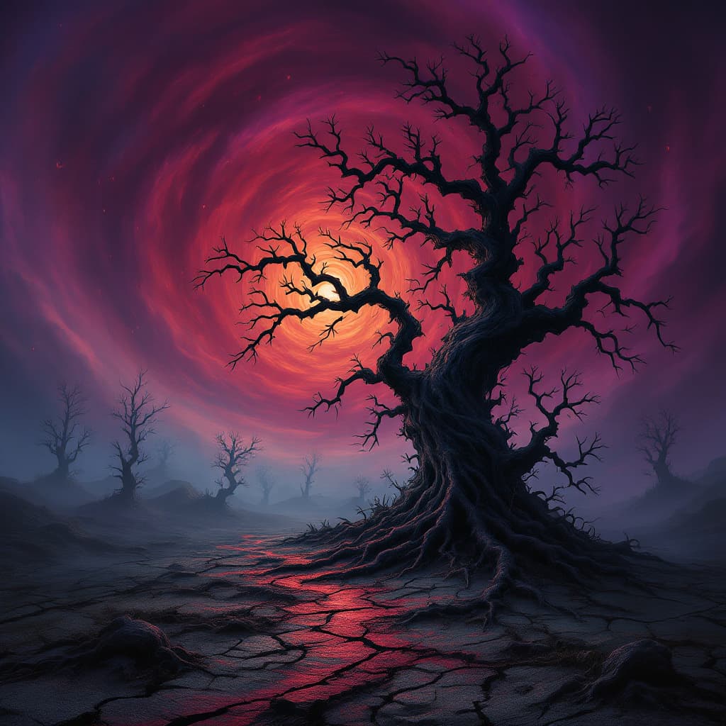 AI generated: A **dark and twisted Wonderland** unfurls, transformed into a **haunting nightmare** where every cor...