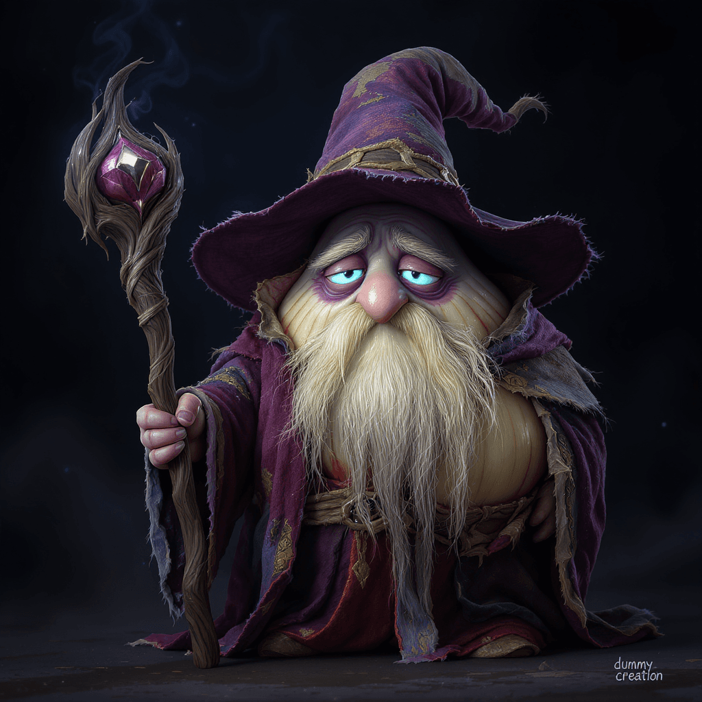 AI generated: Create a character resembling an anthropomorphic onion in a realistic style, personifying an ancient...